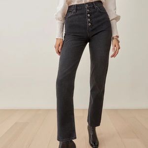 NWT Reformation Cynthia Button Fly High Rise Straight Jeans